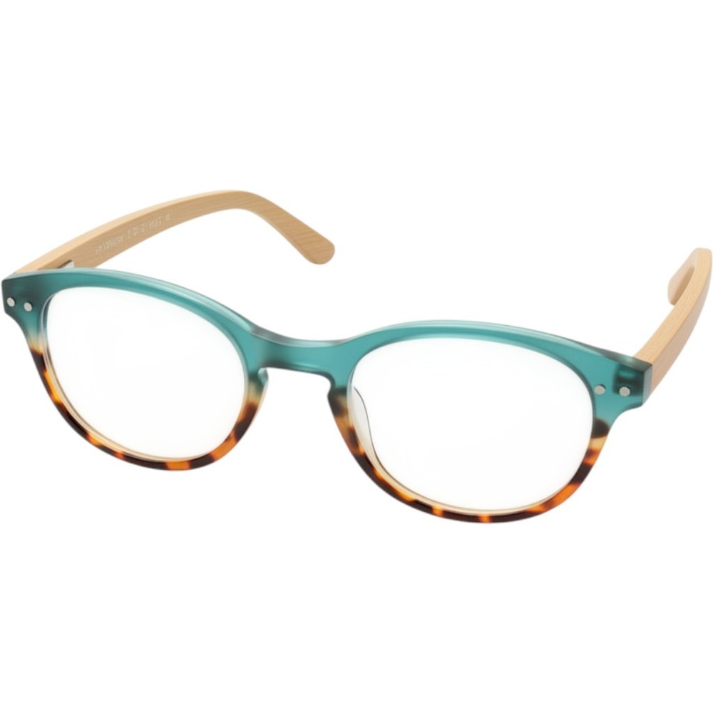 Peepers Galleria 2432 Teal Tortoise Wood Temple Reading Glasses +2.00 PD 62mm